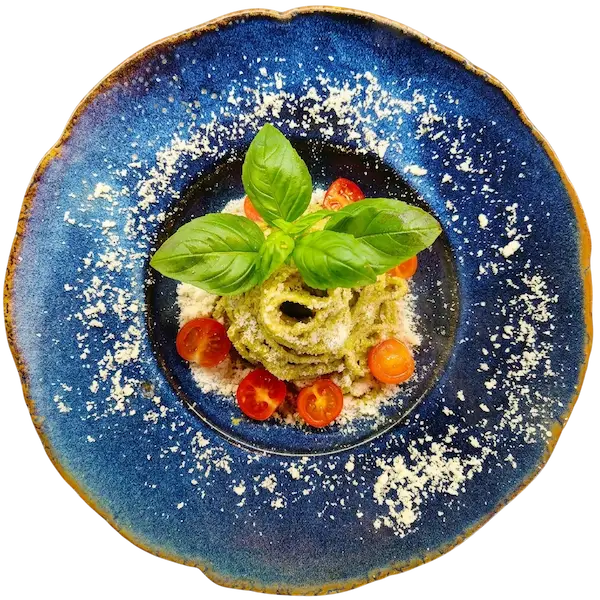  Linguine Al Pesto e Gamberi